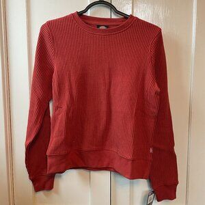NWT Dickies Women's Waffle Thermal Crewneck Shirt in Red, XS